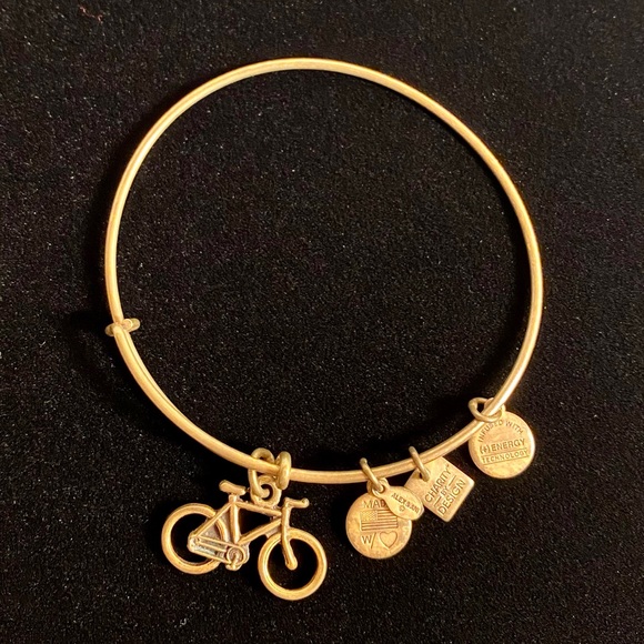 Alex and Ani Charity by Design Bike Rafaelian Gold Bangle Bracelet - Picture 3 of 14